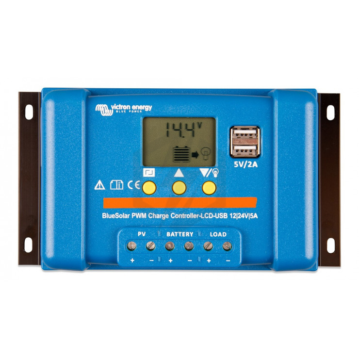 Contrôleur de charge BlueSolar PWM LCD/USB 12/24v 5A SCC010005050