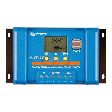 Contrôleur de charge BlueSolar PWM LCD/USB 12/24v 5A SCC010005050