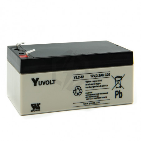 Batterie plomb étanche Y3.2-12 Yuasa Yuvolt Yucel 12v 3.2ah