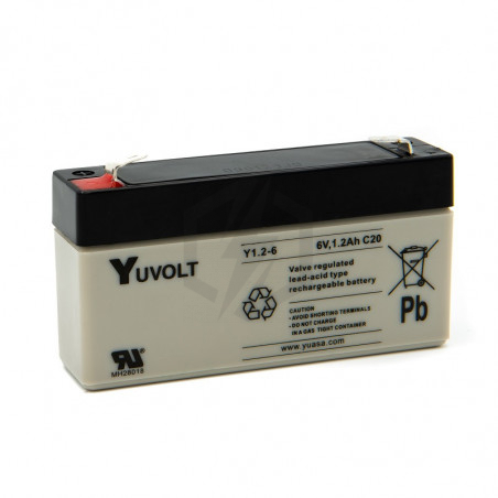 Batterie plomb étanche Y1.2-6 Yuasa Yuvolt Yucel 6v 1.2ah